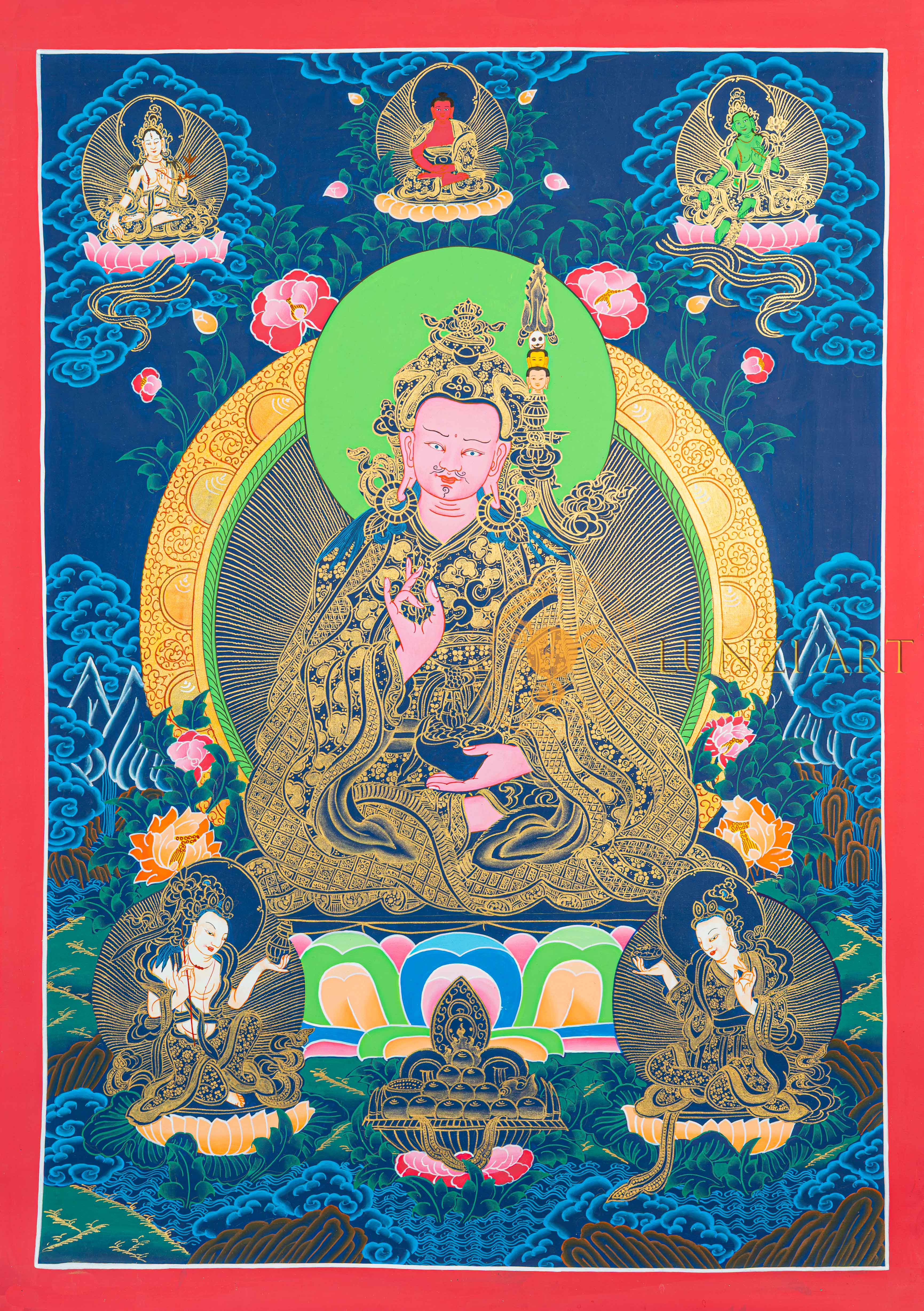 Guru Rinpoche Thangka Hand Painted Padmasambhava Sacred Art guru-rinpoche-thangka-hand-painted-padmasambhava-sacred-art