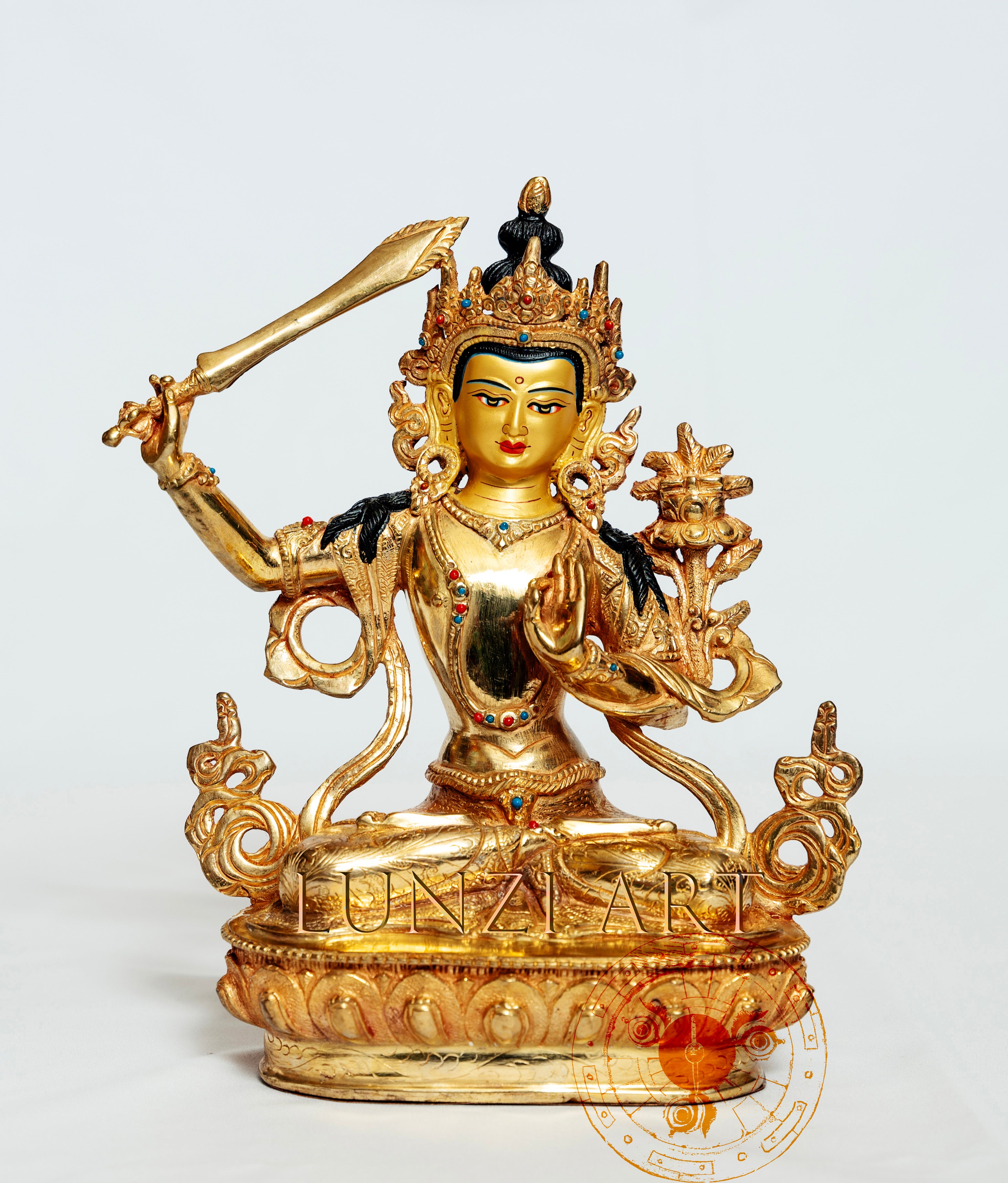 文殊菩萨像| 铜镀24k金– LunziArt-Nepal Buddha statues, thangkas