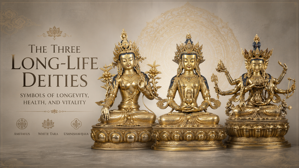 Three Long Life Deities: Amitayush, White Tara and Namgyalma