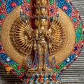 1000-Armed Avalokiteshvara Statue  | Half gold-plated copper with  coloured stone carving - S-P-SS-HG-C-TAA-00190