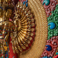1000-Armed Avalokiteshvara Statue  | Half gold-plated copper with  coloured stone carving - S-P-SS-HG-C-TAA-00190
