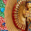 1000-Armed Avalokiteshvara Statue  | Half gold-plated copper with  coloured stone carving - S-P-SS-HG-C-TAA-00190