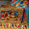 1000-Armed Avalokiteshvara Statue  | Half gold-plated copper with  coloured stone carving - S-P-SS-HG-C-TAA-00190