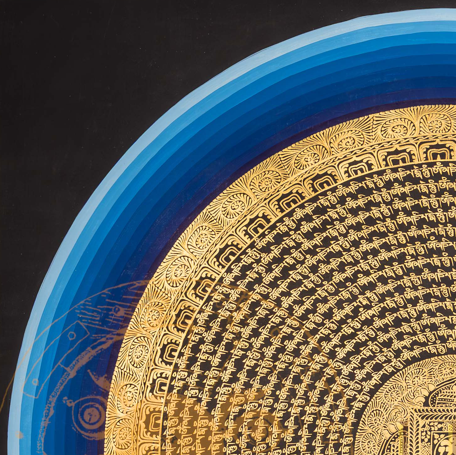 The Golden Mantra Mandala Thangka: A Celestial Compass of Inner Peace - T-PS-SS-BB-RMM-99