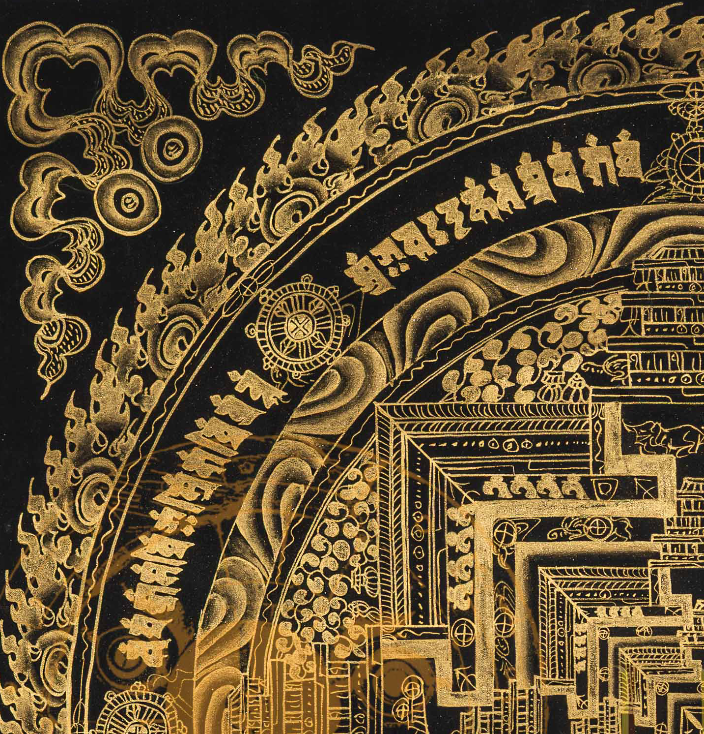 The Golden Kalachakra Thangka: An Architectural Portal to Equilibrium - T-PS-SS-BB-KM-90