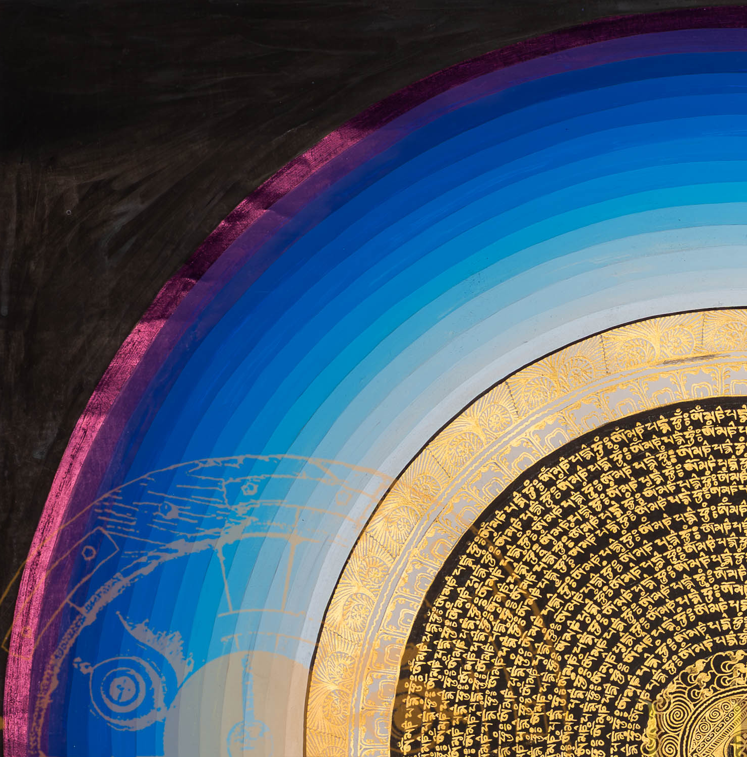 The Om Mantra Mandala Thangka: A Vortex of Infinite Compassion - T-PS-SS-BB-RMM-101