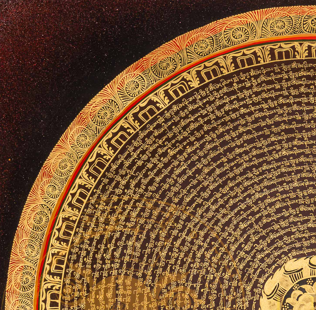 The Obsidian Mantra Mandala Thangka: A Golden Path to Inner Stillness - T-PS-SS-BB-GMM-97