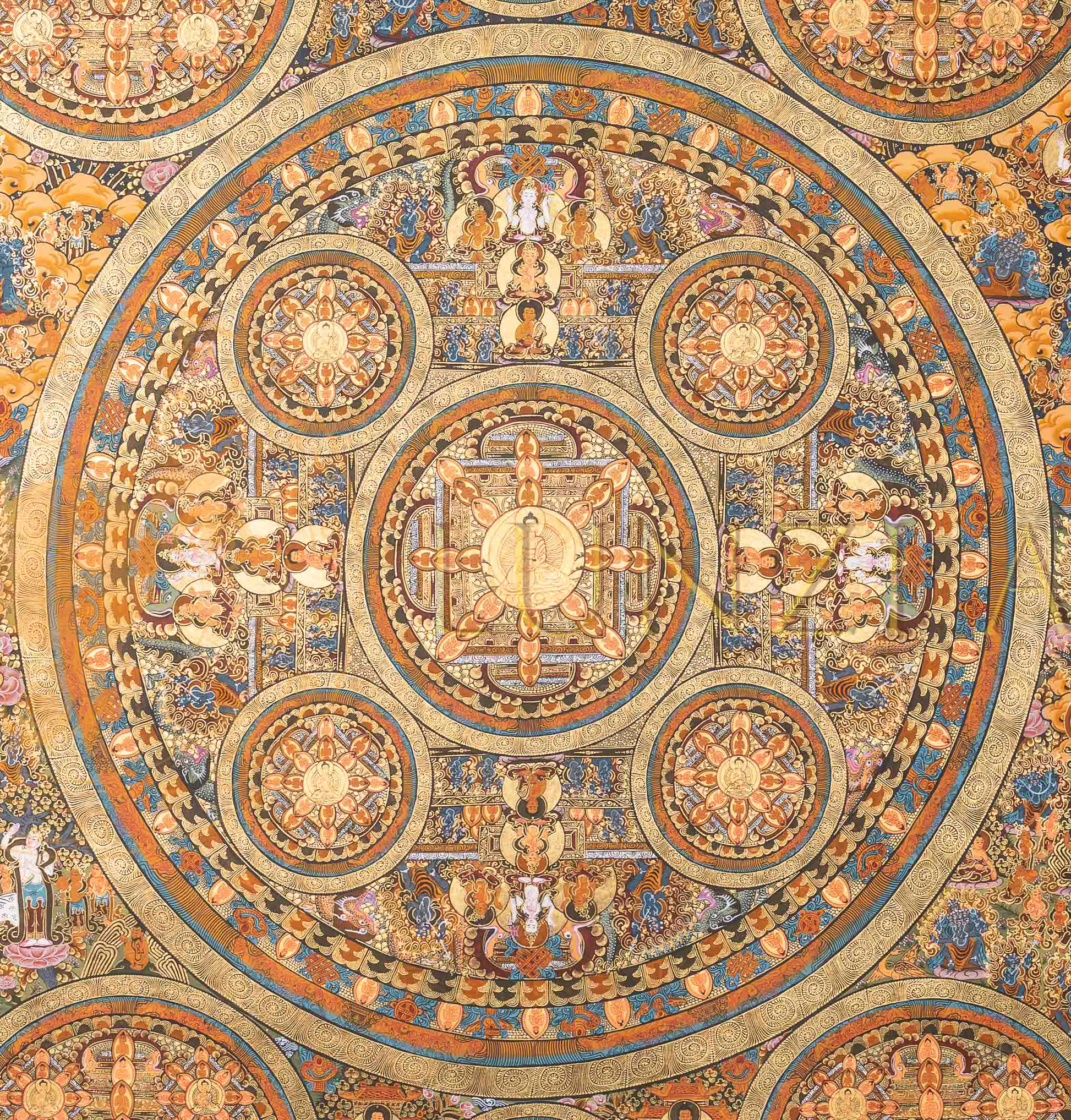 The Sacred Mandala Thangka: A Geometric Portal to Cosmic Harmony - T-PS-SS-GB-TM-103