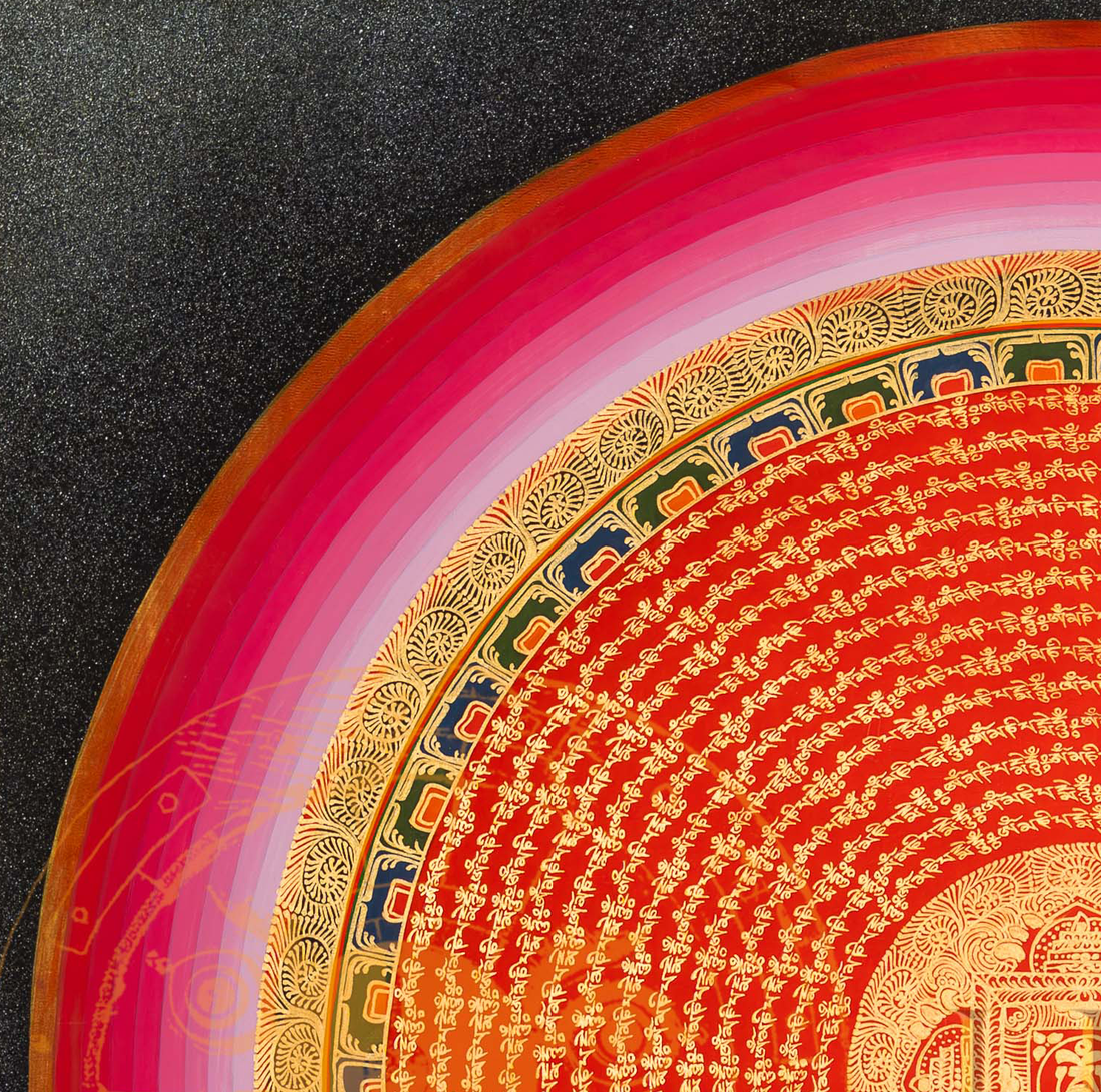 The Red Mantra Mandala Thangka: A Sun of Heart Energy - T-PS-SS-RB-RMM-100