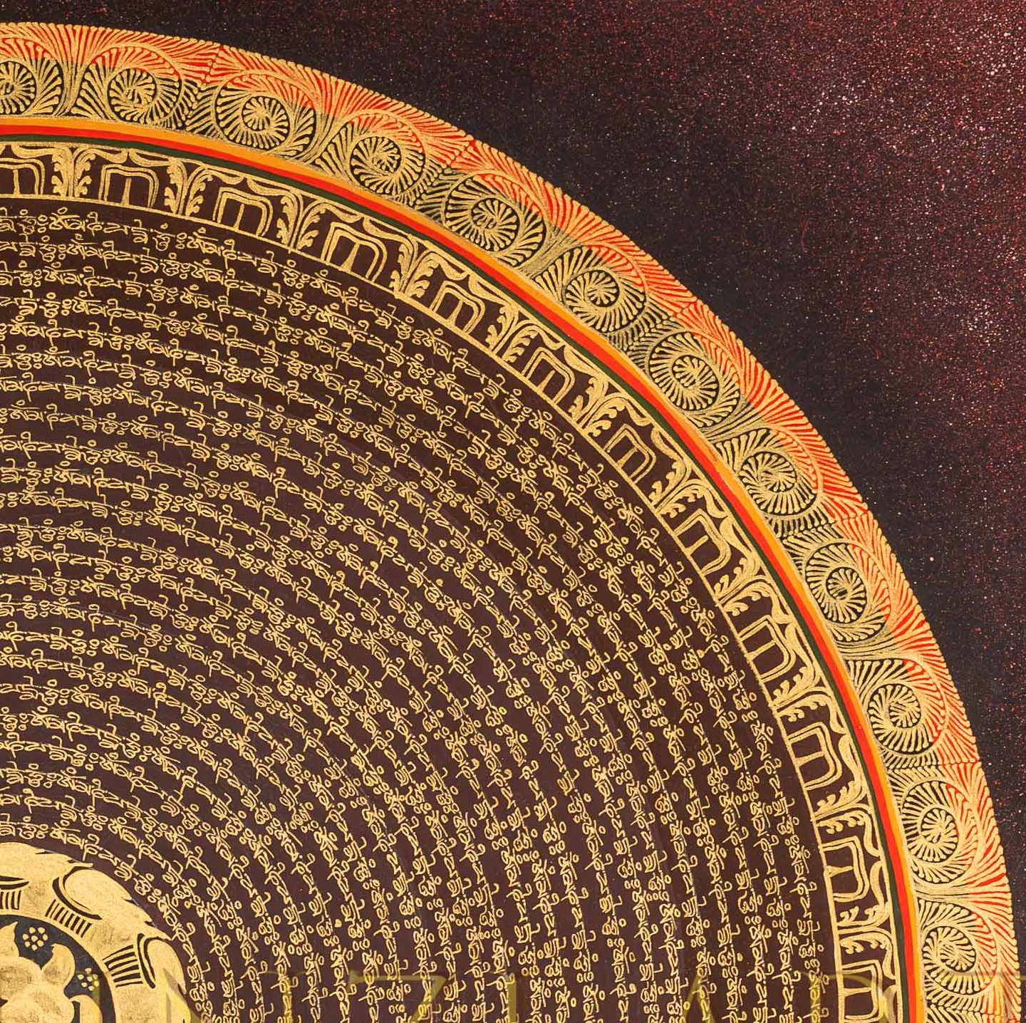 The Obsidian Mantra Mandala Thangka: A Golden Path to Inner Stillness - T-PS-SS-BB-GMM-97