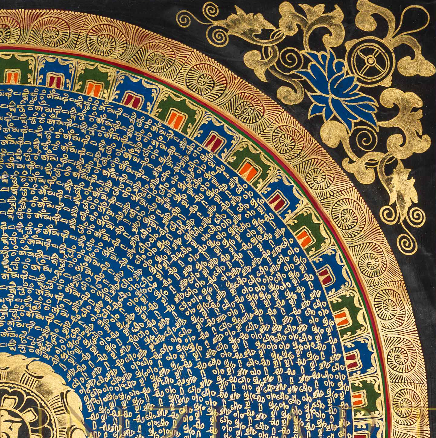 The Lapis Mantra Mandala Thangka: A Celestial Hub of Divine Resonance - T-PS-SS-BB-MM-96