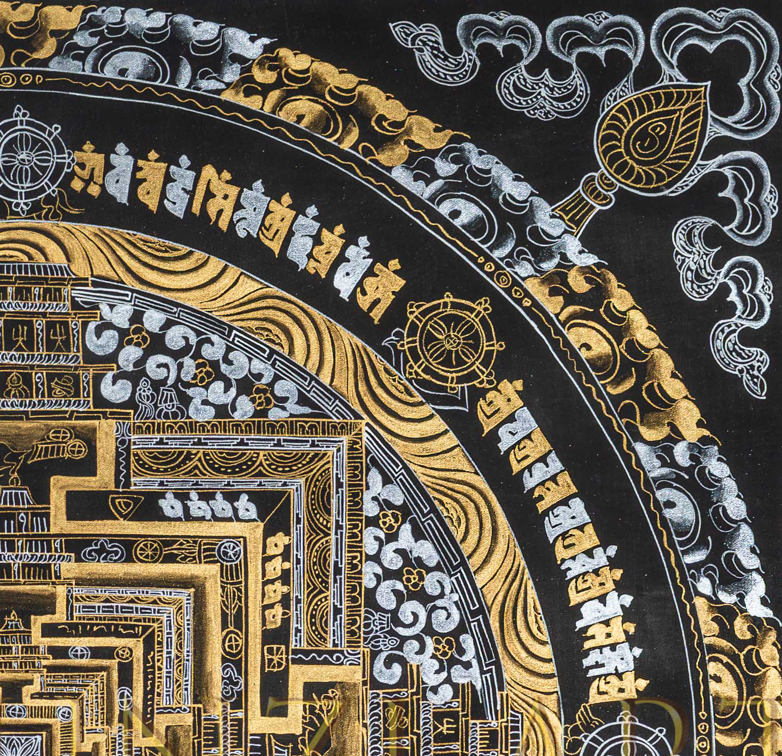 The Silver & Gold Kalachakra Thangka: The Primordial Essence of Time - T-PS-SS-GB-KM-91