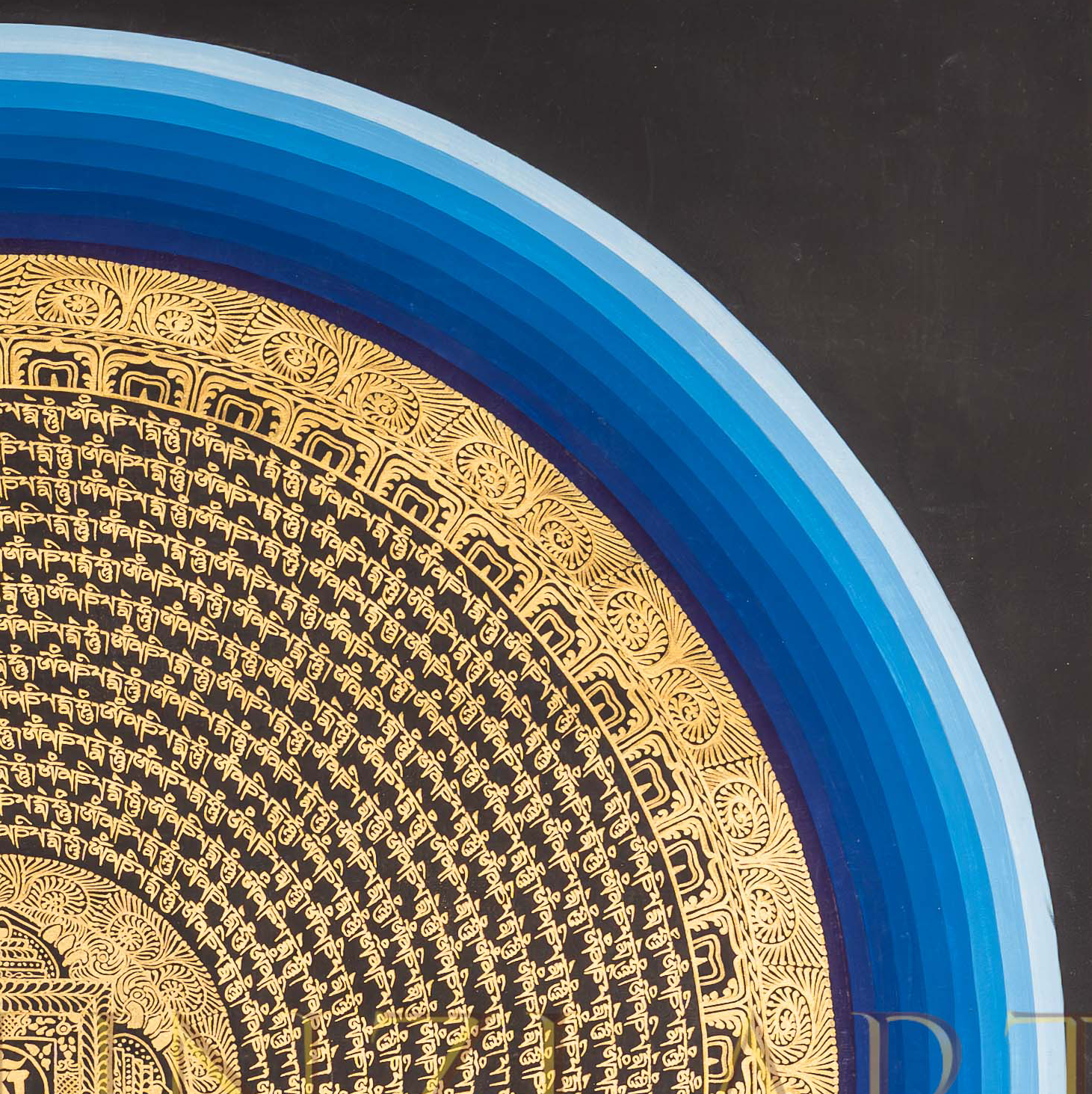 The Golden Mantra Mandala Thangka: A Celestial Compass of Inner Peace - T-PS-SS-BB-RMM-99
