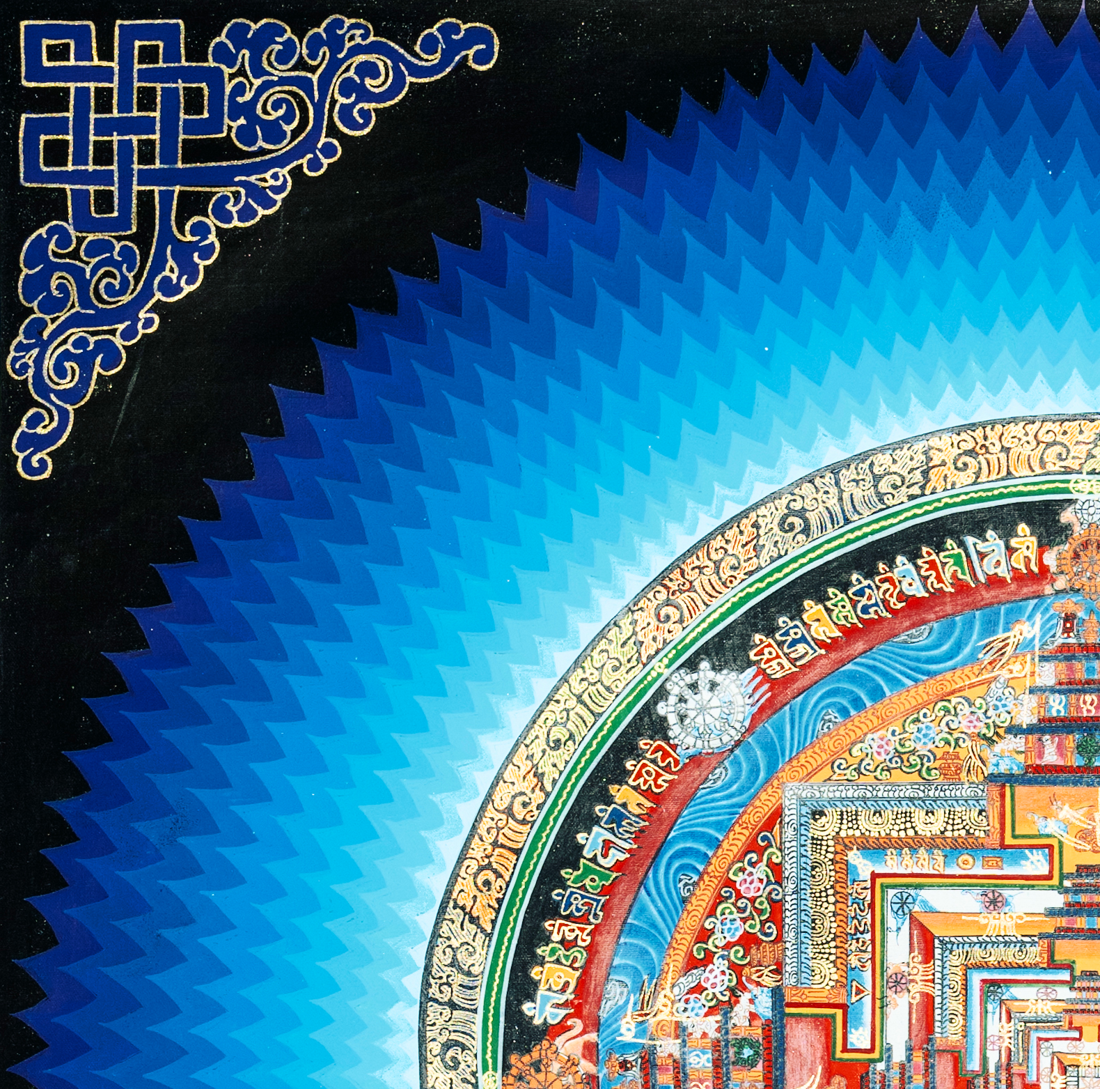 Handmade Lotus Kalachakra Mandala Thangka - T-PS-SS-BB-LKM-0018