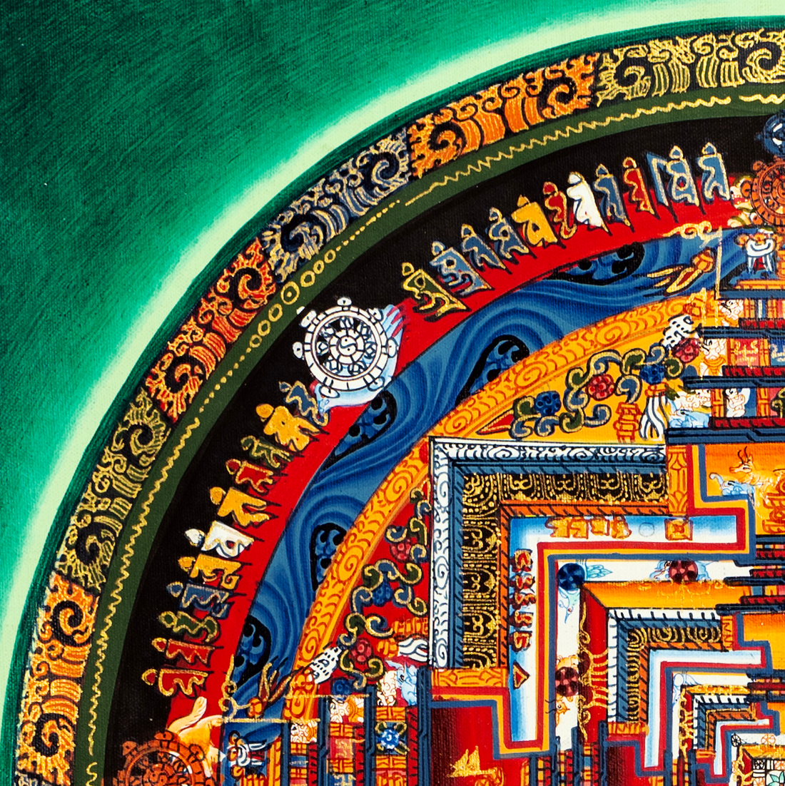 Hand drawn high-quality "Kalachakra Mandala" Thangka - T-B-HT-GB-AU-KM-0005