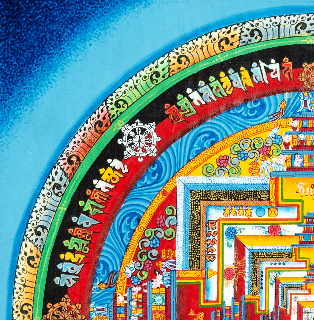 Original Hand Painted Fine Quality “Kalchakra Mandala Thangka” - T-B-HT-BB-AU-KM-0004