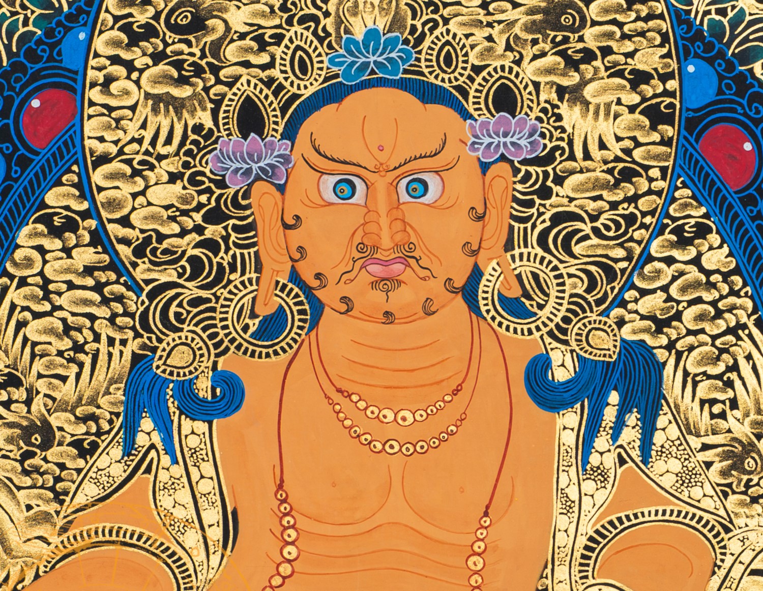 Yellow Jambhala Thangka: Deity of Wealth, Prosperity, and Abundance - T-S-BT-RB-J-0031