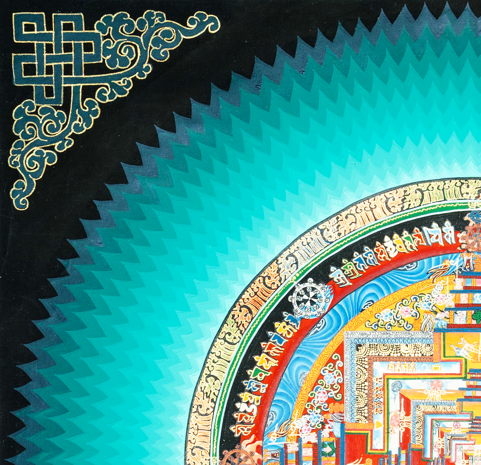 Handmade Lotus Kalachakra Mandala Thangka - T-PS-SS-BB-LKM-0019