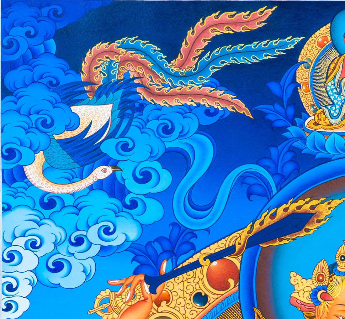 The Bodhisattva of Transcendent Wisdom: Manjushri Thangka Painting - T-S-BT-BB-AU-M-0011