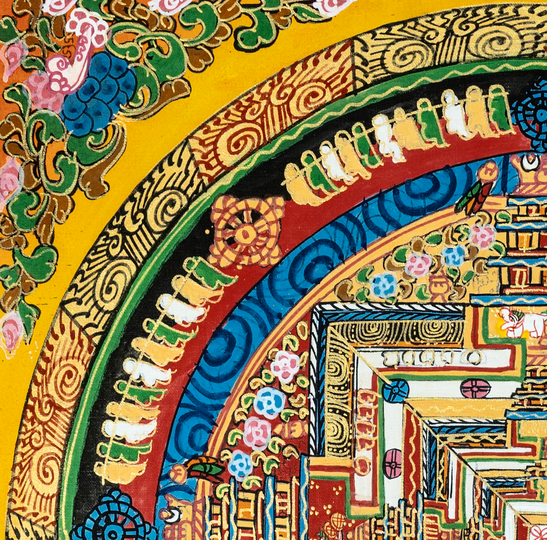 Kalachakra Diamond Mandala Thangka | Sacred Art of Buddhism - T-B-HT-RB-KM-0022