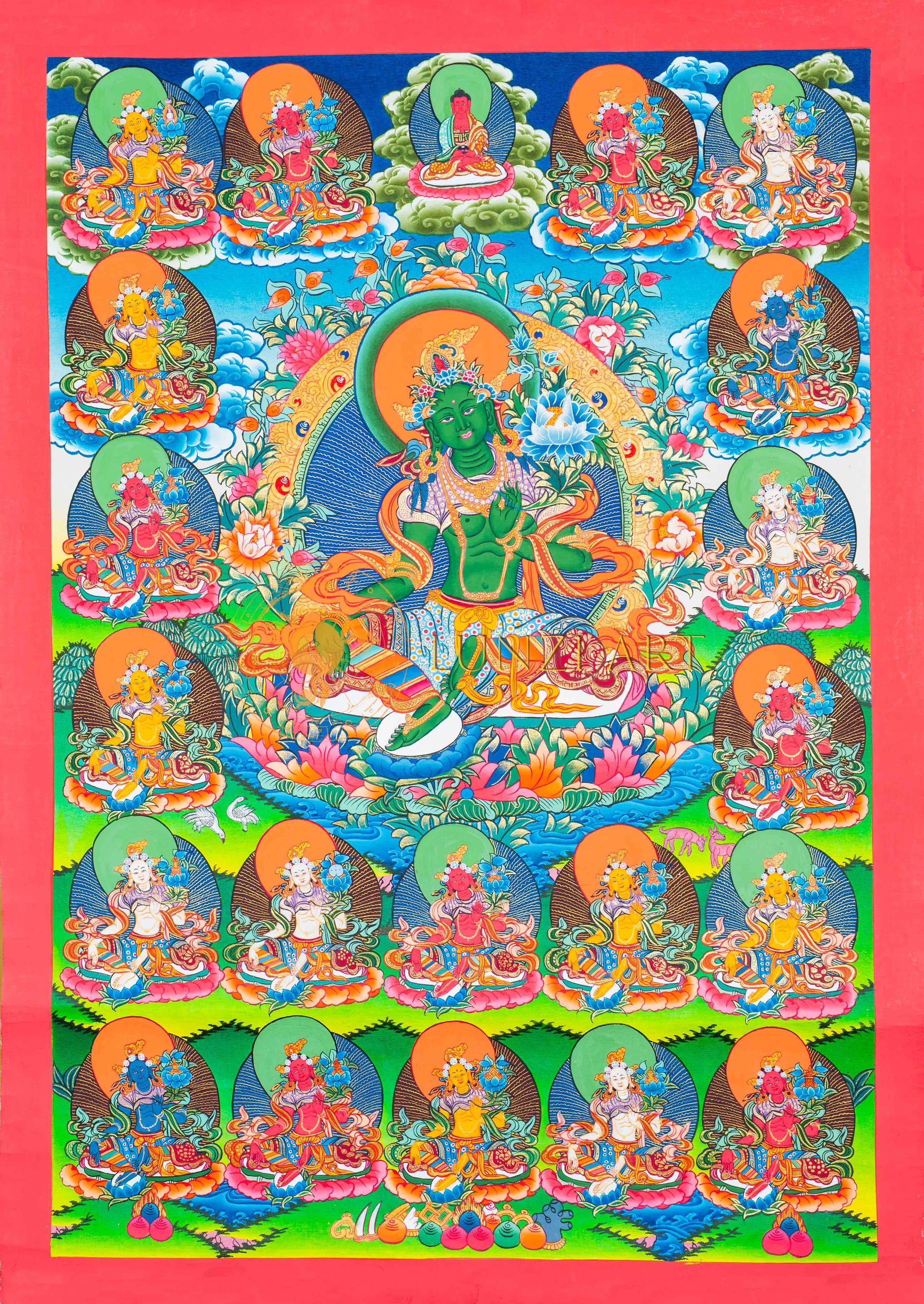 21 Tara Hand-Painted Thangka - T-S-BT-RB-AU-TT-0067