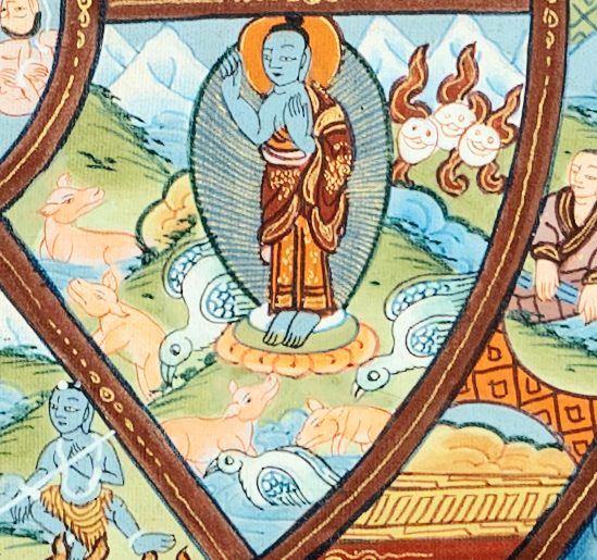 24K Gold Hand-drawn Wheel of life Thangka - T-B-HT-RB-AU-WOL-0017