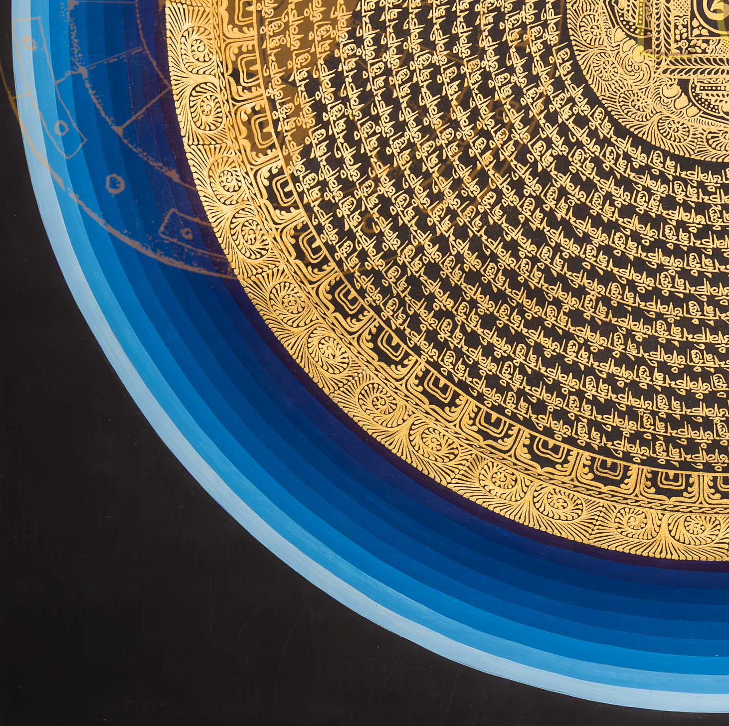The Golden Mantra Mandala Thangka: A Celestial Compass of Inner Peace - T-PS-SS-BB-RMM-99