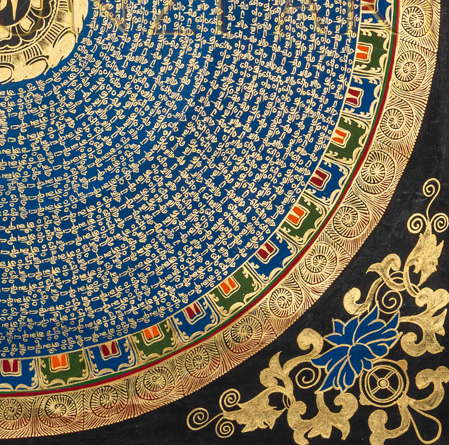 The Lapis Mantra Mandala Thangka: A Celestial Hub of Divine Resonance - T-PS-SS-BB-MM-96