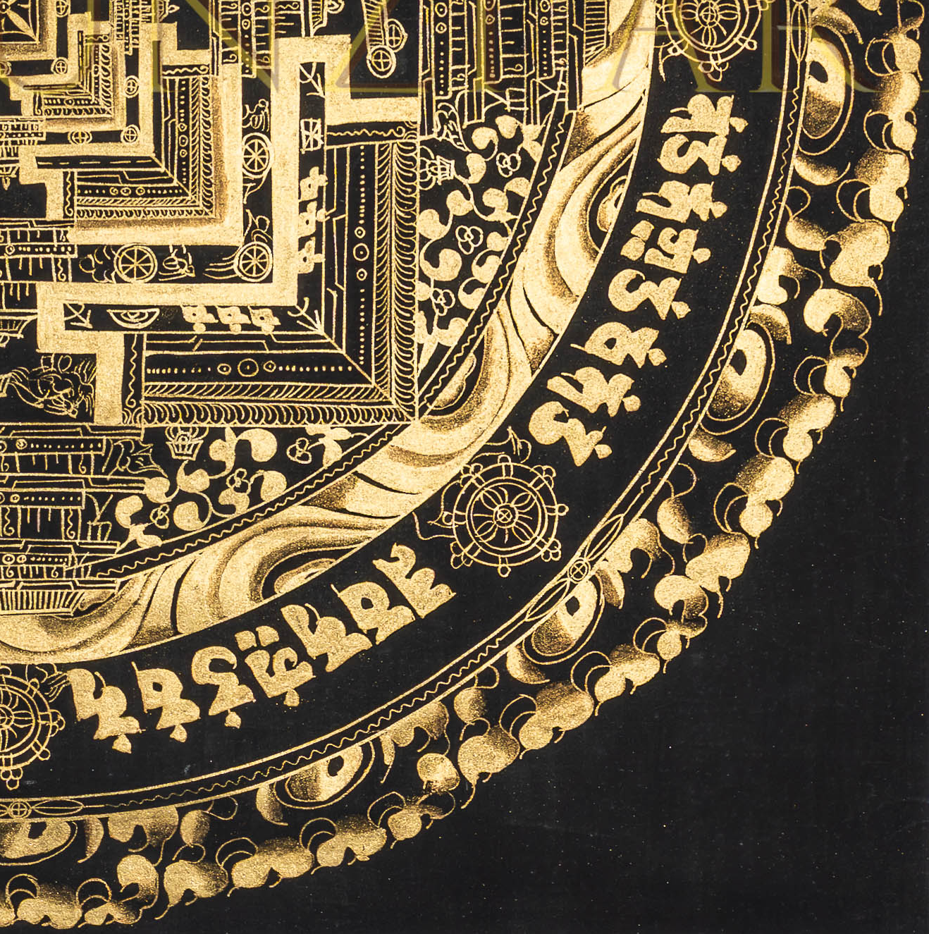 The Gold Kalachakra Mandala Thangka: A Luminous Map of Infinite Time - T-PS-SS-BB-KM-94