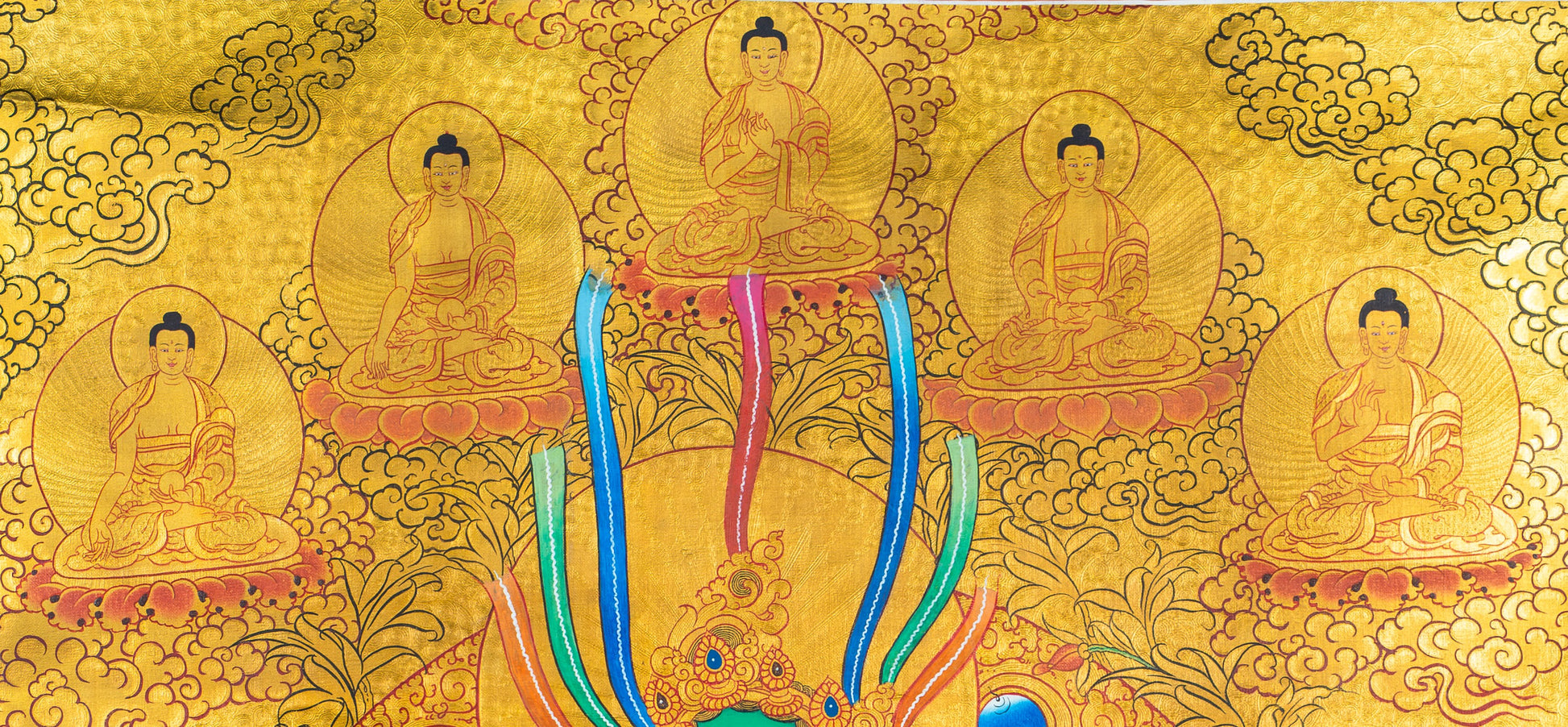 The Emerald Saviour: Green Tara Thangka in Gold - T-S-BT-OB-AU-GT-0022