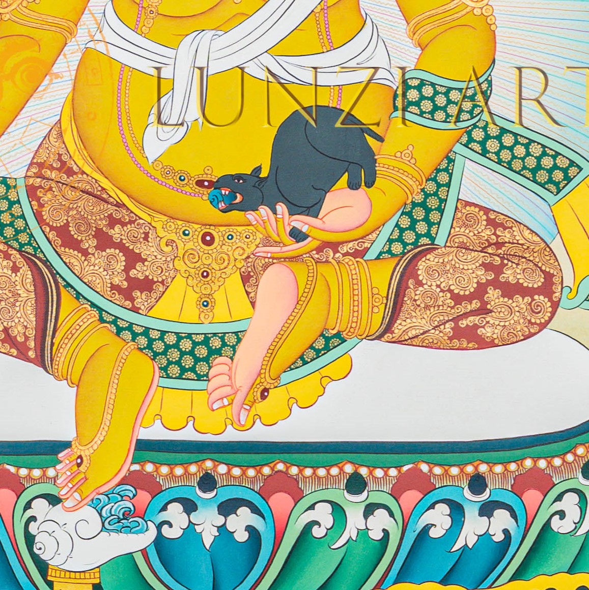 Zambhala Hand-painted Thangka Painting - T-B-HT-GB-AU-Z-0041