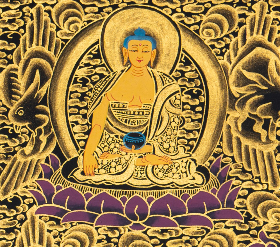 Medicine Buddha Thangka: Scared Healing Art - T-S-BT-RB-MB-0027