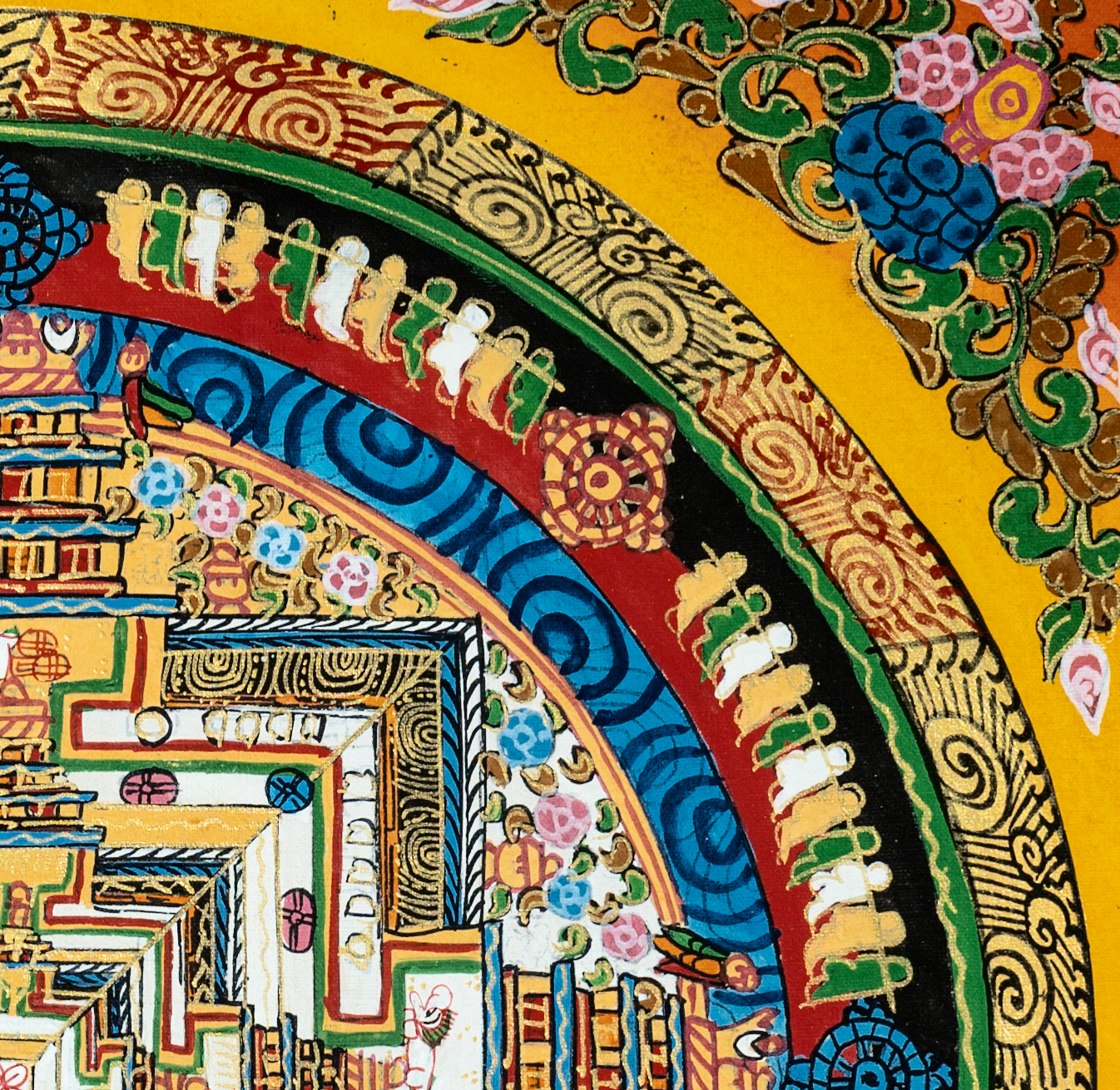 Kalachakra Diamond Mandala Thangka | Sacred Art of Buddhism - T-B-HT-RB-KM-0022