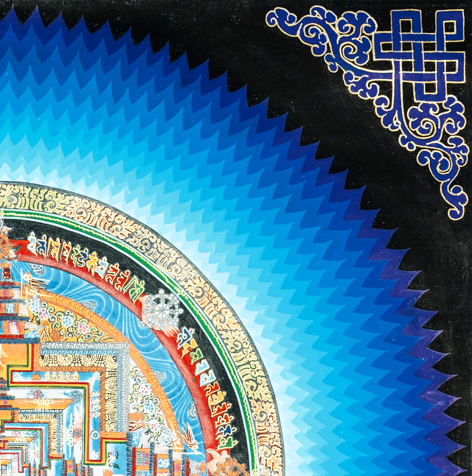 Handmade Lotus Kalachakra Mandala Thangka - T-PS-SS-BB-LKM-0018