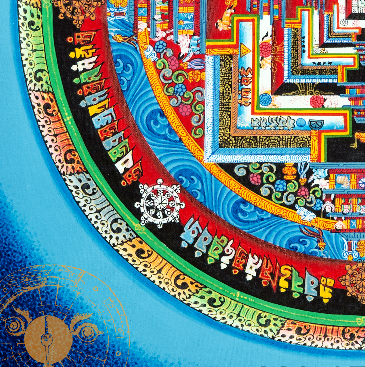 Original Hand Painted Fine Quality “Kalchakra Mandala Thangka” - T-B-HT-BB-AU-KM-0004