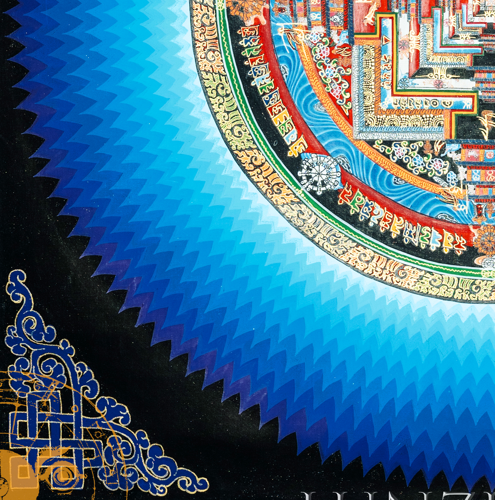 Handmade Lotus Kalachakra Mandala Thangka - T-PS-SS-BB-LKM-0018