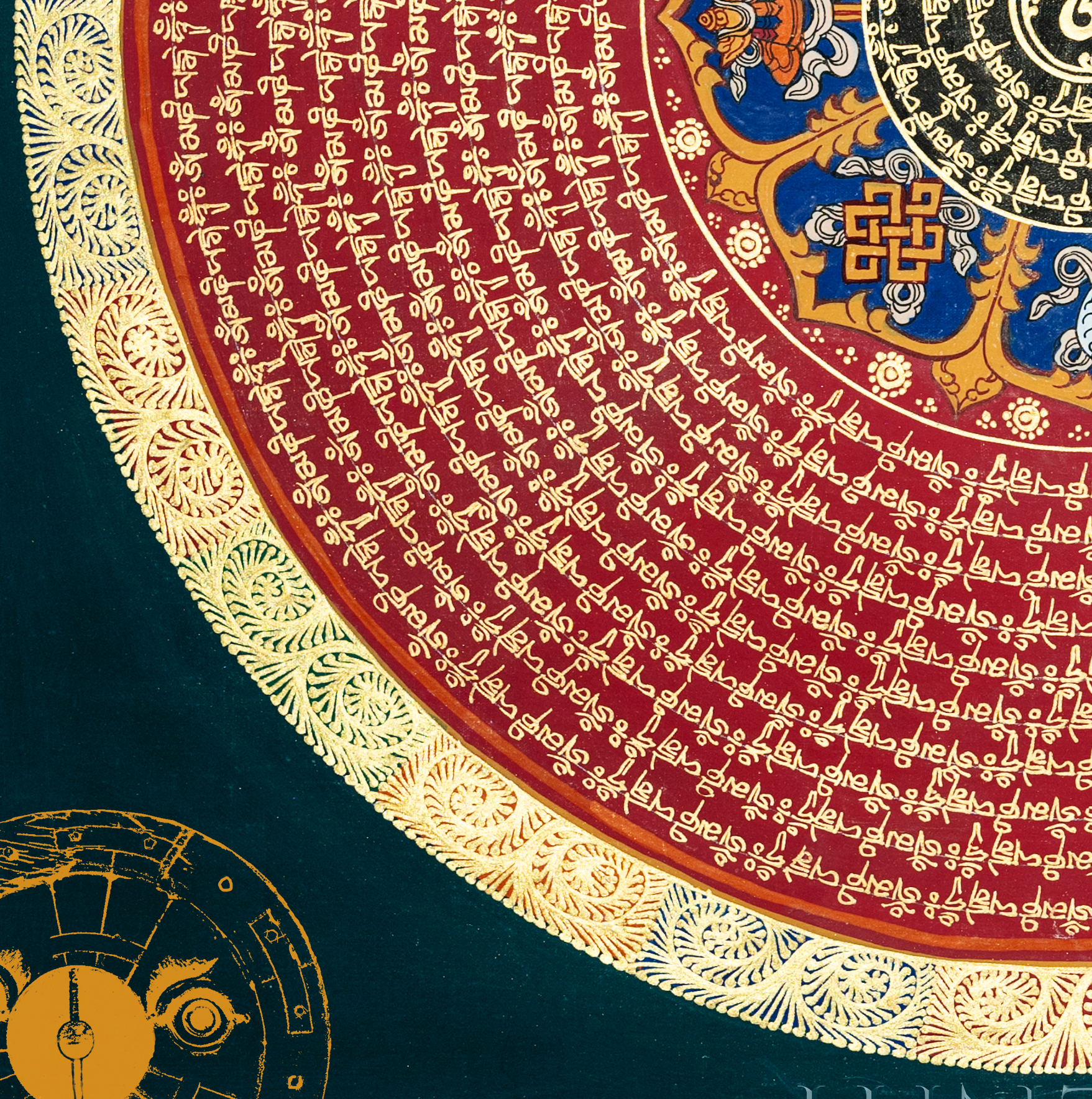 Hand-painted Mandala Thangka of Sacred Mantras - T-PS-SS-BB-M-0012