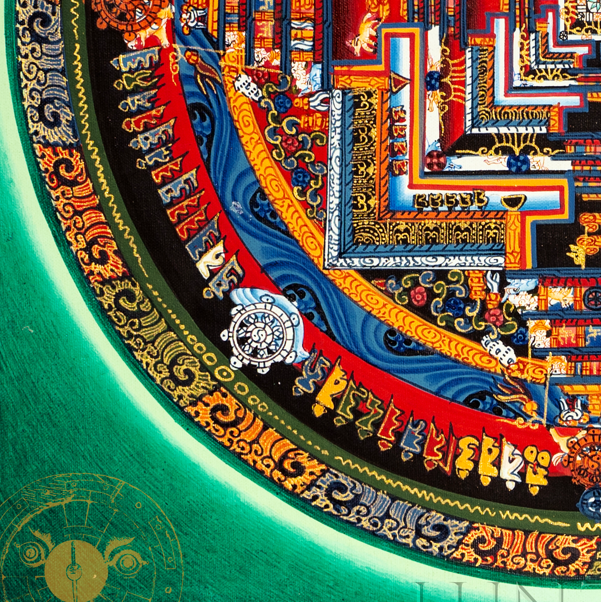 Hand drawn high-quality "Kalachakra Mandala" Thangka - T-B-HT-GB-AU-KM-0005