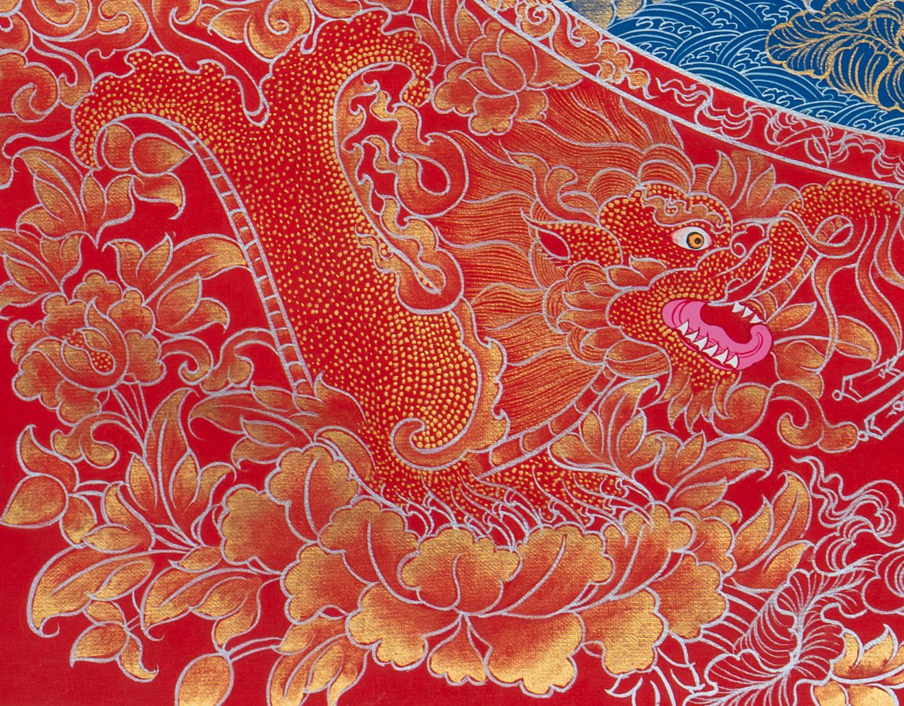 The Azure Mandala of Compassion: Green Tara in Celestial Bloom Thangka Painting - T-S-BT-RB-GT-0026