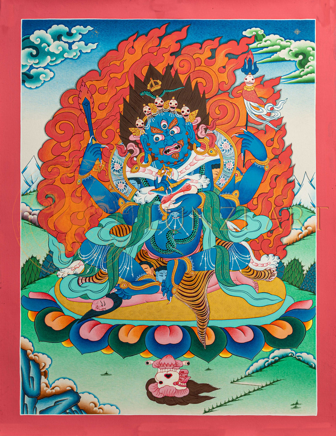 4-arm Mahakala Thangka: The Four-Armed Protector of the Dharma - T-S-BT-RB-M-0185
