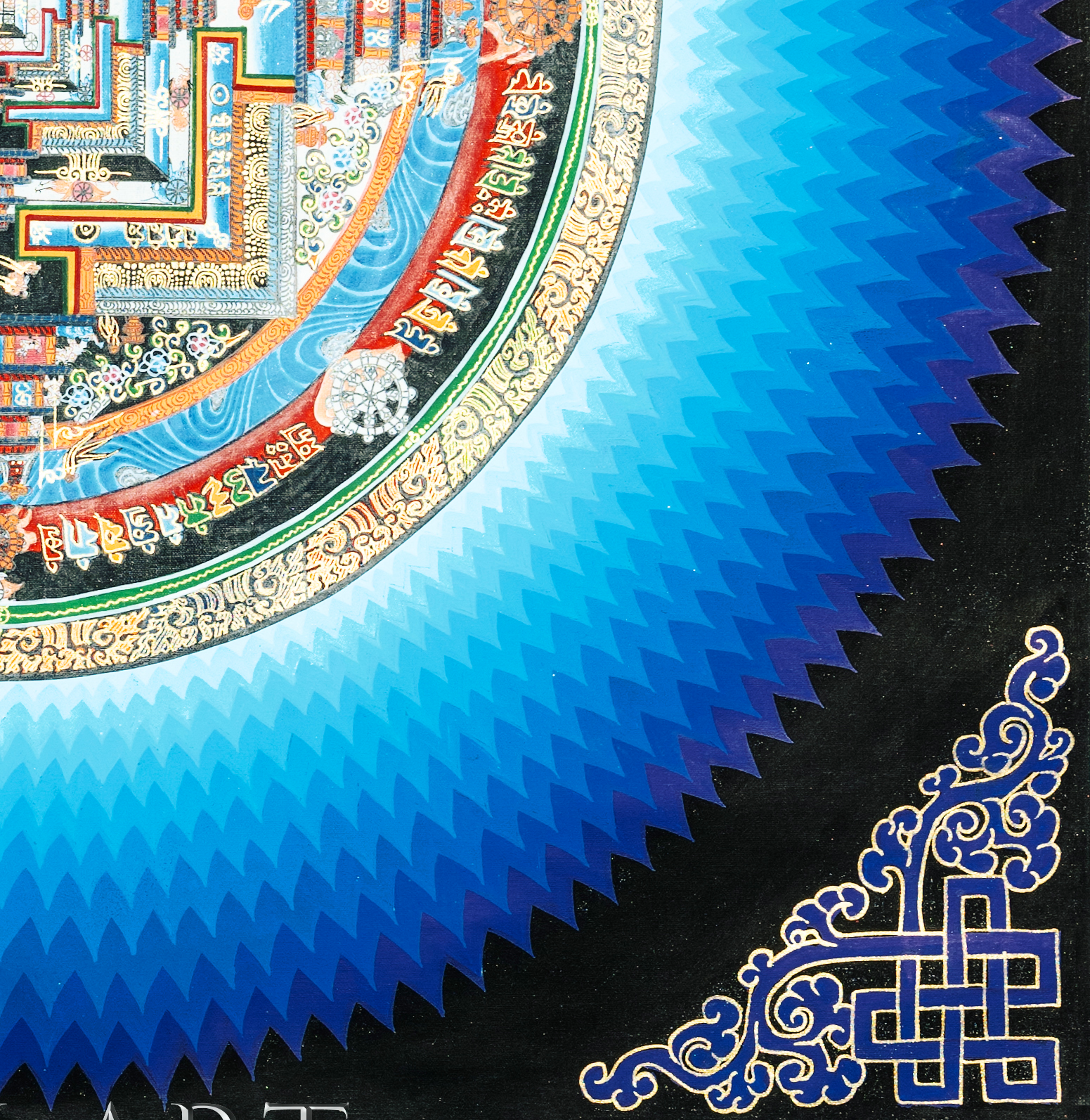 Handmade Lotus Kalachakra Mandala Thangka - T-PS-SS-BB-LKM-0018