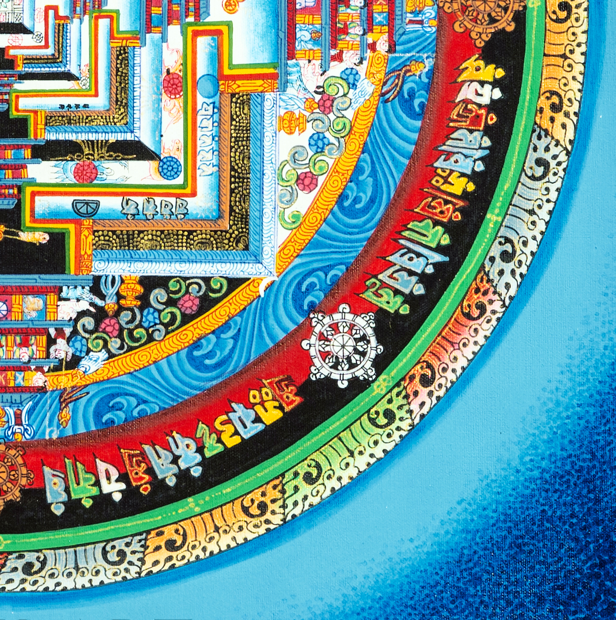 Original Hand Painted Fine Quality “Kalchakra Mandala Thangka” - T-B-HT-BB-AU-KM-0004