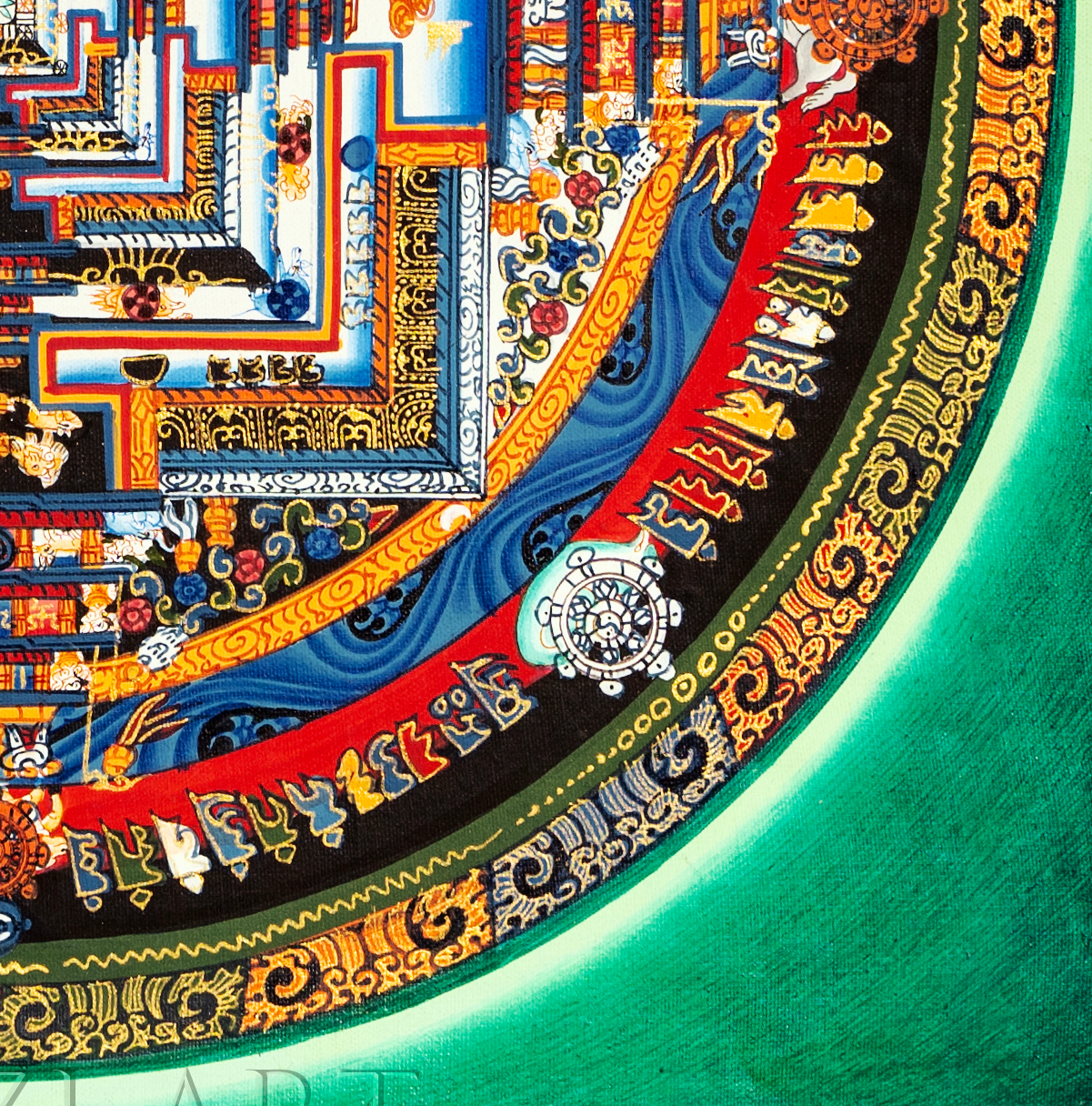 Hand drawn high-quality "Kalachakra Mandala" Thangka - T-B-HT-GB-AU-KM-0005