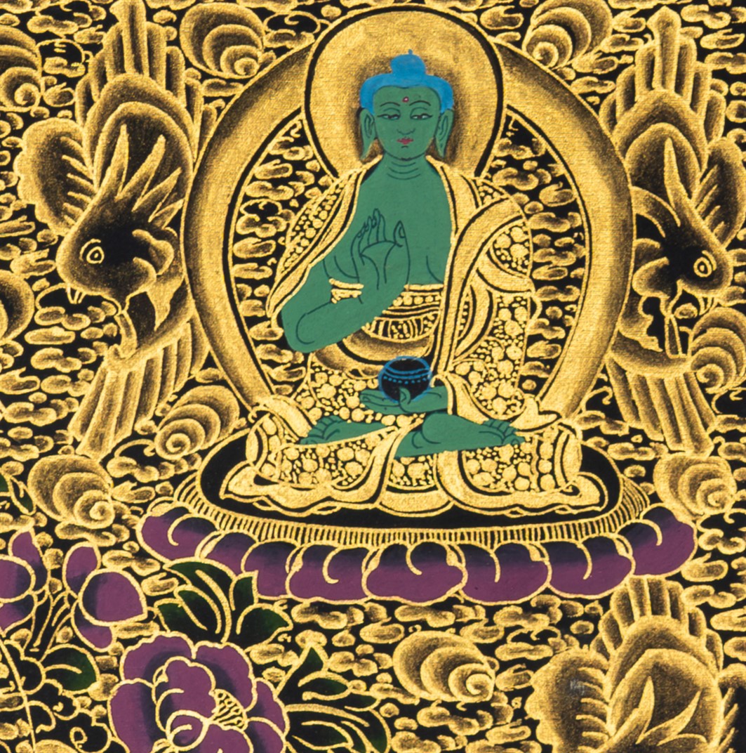 Medicine Buddha Thangka: Scared Healing Art - T-S-BT-RB-MB-0027