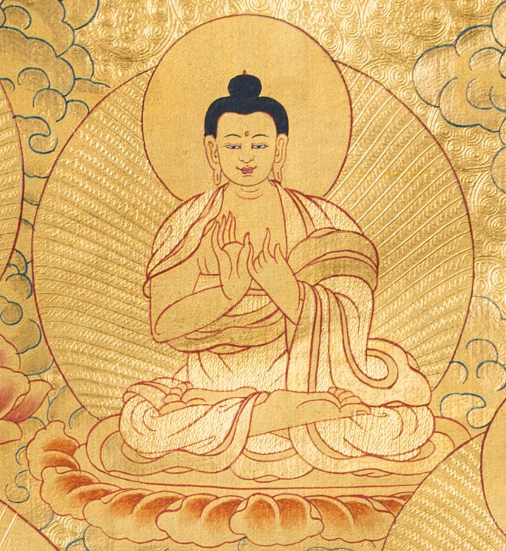 The Golden Path to Enlightenment: Shakyamuni Buddha Thangka Painting - T-S-BT-RB-AU-SB-0019