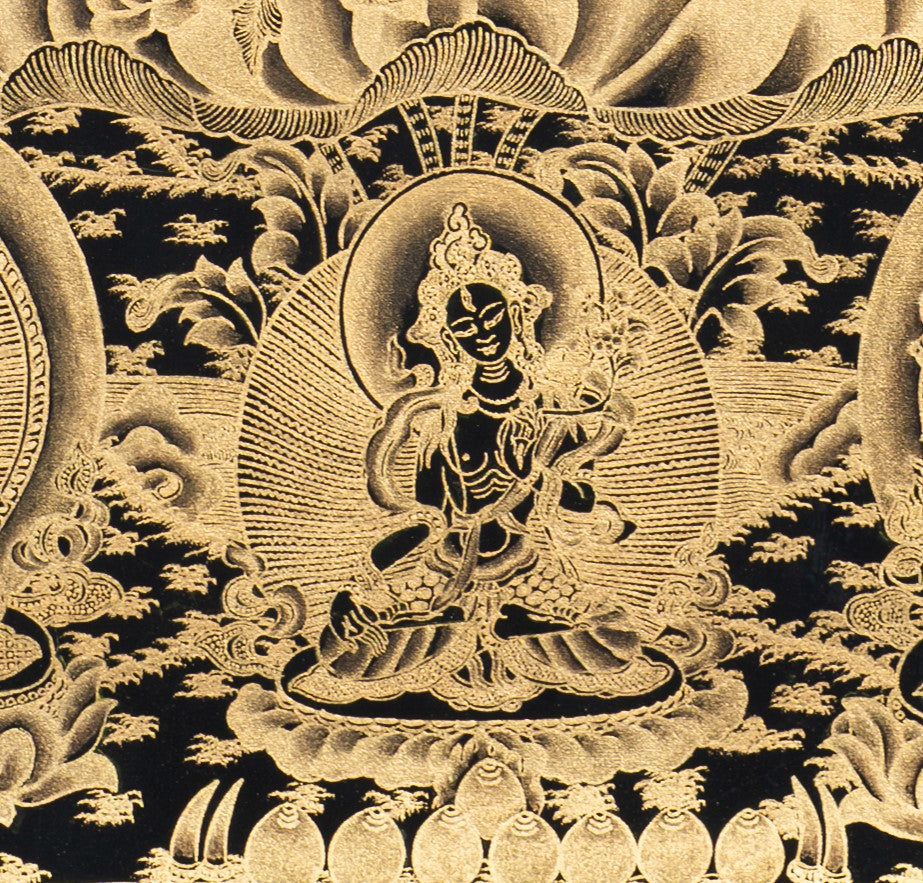 Handpainted Green Tara Thangka - T-S-BT-BB-GT-0002