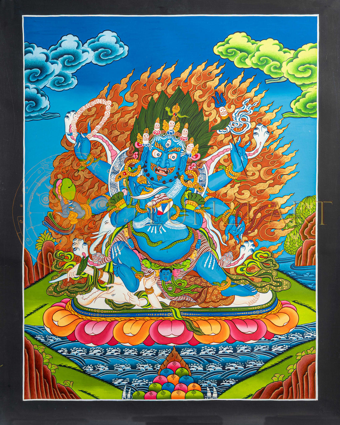 6-armed Mahakala Thangka: The Six-Armed Protector of the Dharma - T-S-BT-BB-M-0190
