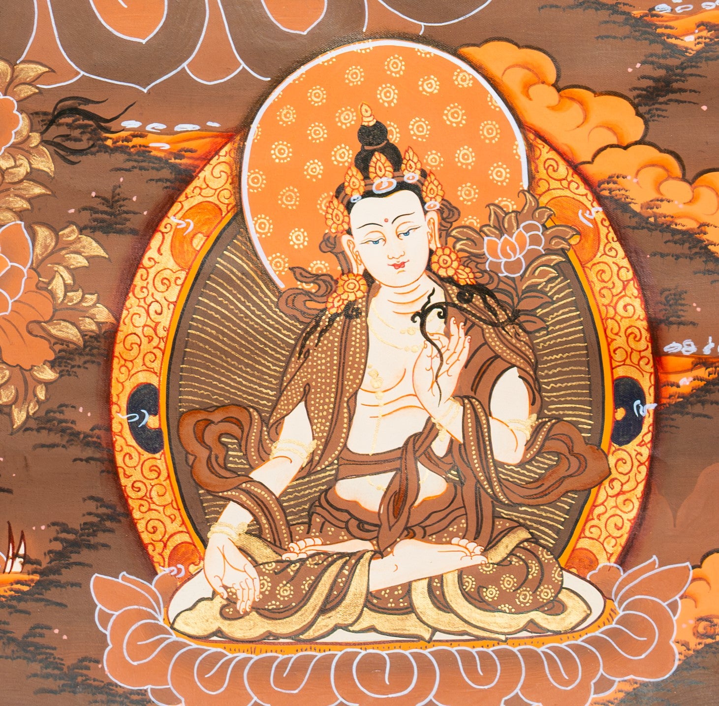 Hand-Painted White Tara Thangka - T-S-BT-BB-WT-0029