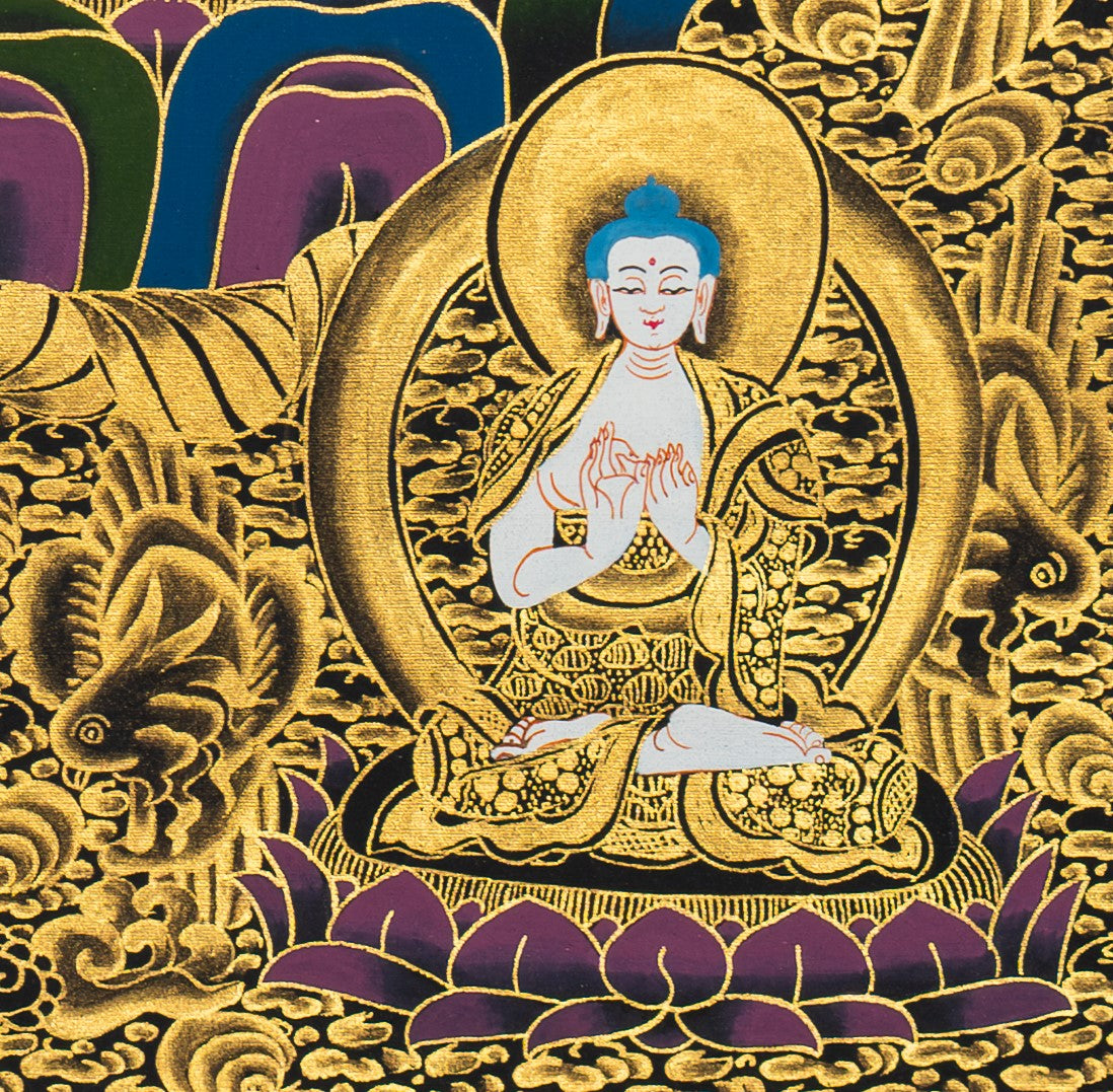 Medicine Buddha Thangka: Scared Healing Art - T-S-BT-RB-MB-0027