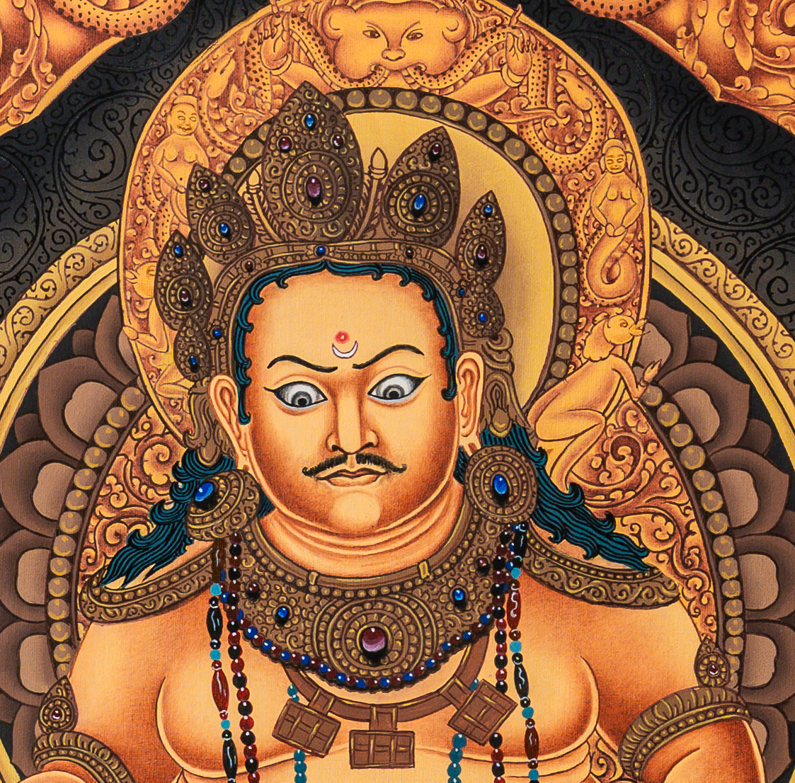 Zambhala Thangka: The Benevolent Guardian of Spiritual Wealth - T-B-HT-BB-Z-0089